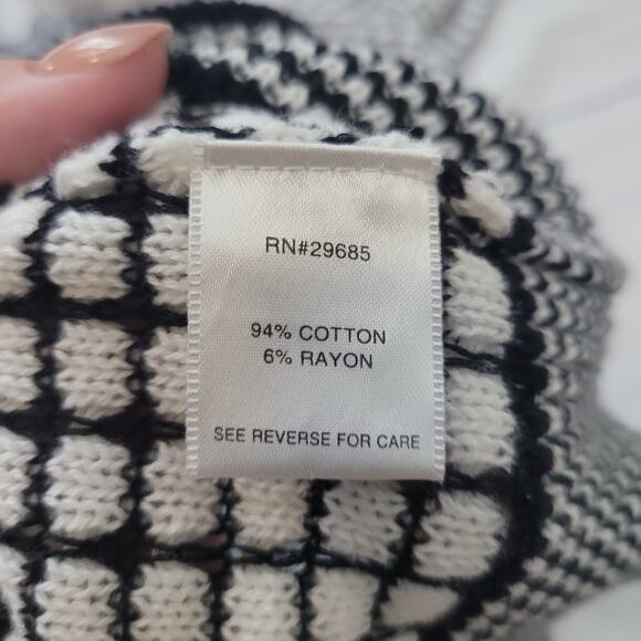 Pendleton Size M Black White Button Cardigan V-Neck Grid Check Preppy Knit - Picture 9 of 10